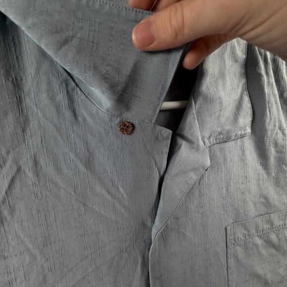 Tommy Bahama Sails Call Hula Girl Embroidered Hawaiian Shirt Blue 2XL Silk Adult - Picture 11 of 16